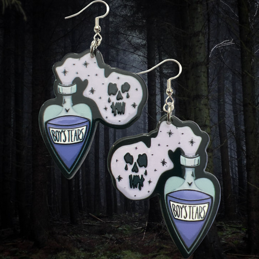 Boy's Tears in a Bottle- Spooky Earrings