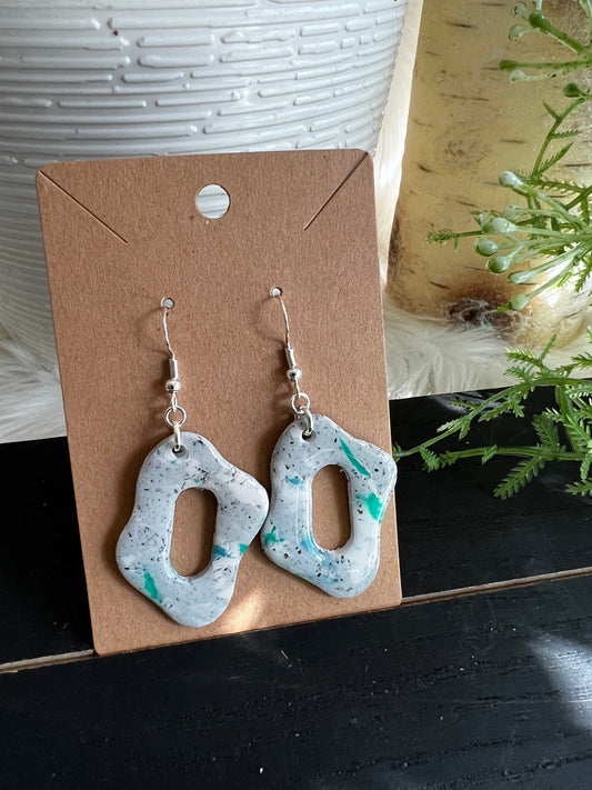 Stone Marble Hook Earrings