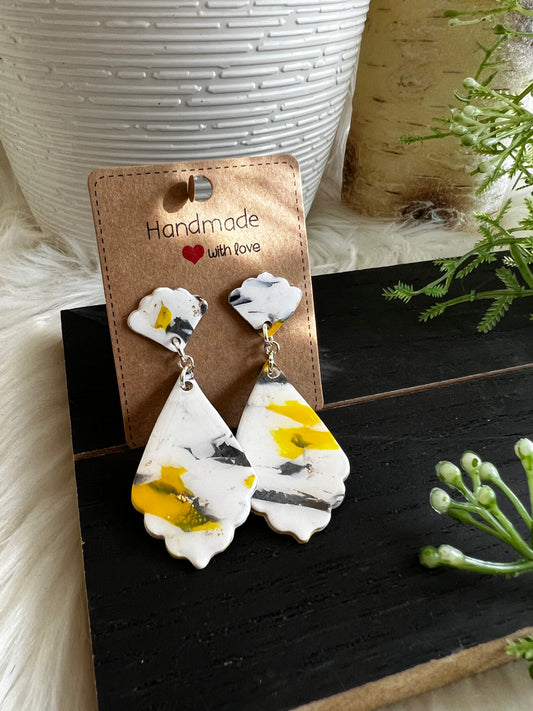 Wildcat Marble Dangle Stud Earrings