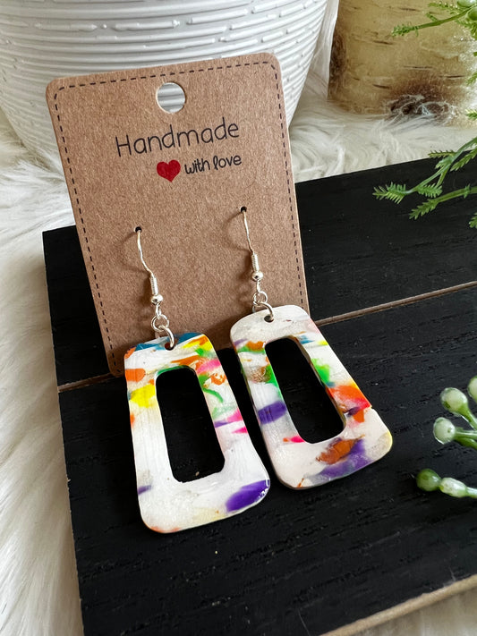 Neon Rainbow Hook Earrings