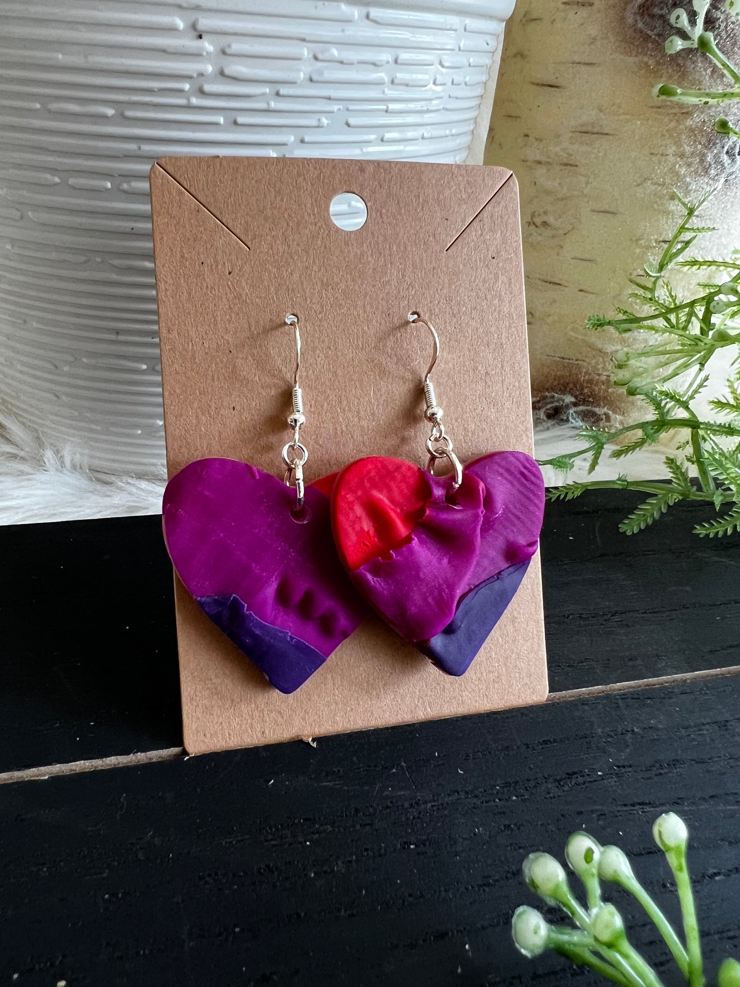 Ruffle Heart Hook Earrings