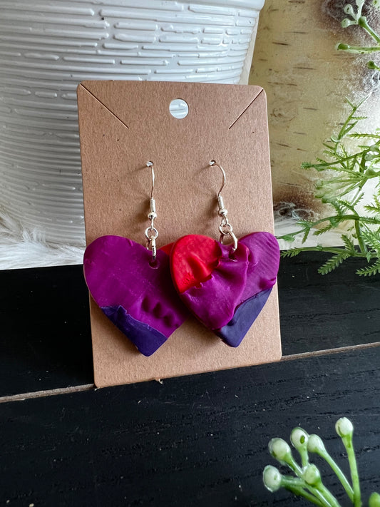 Ruffle Heart Hook Earrings