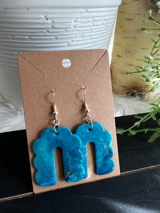 Aqua Swirl Hook Earrings