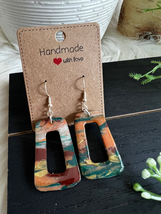 Earthy Marble Hook Earrings