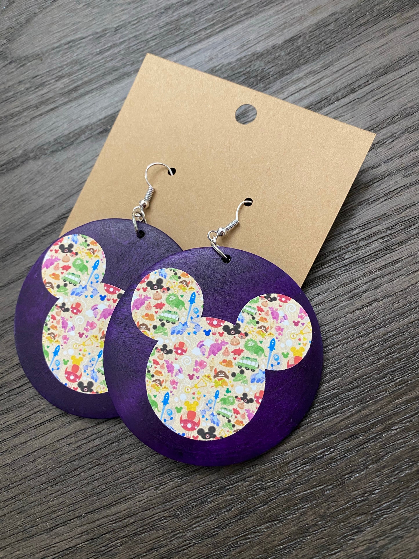 Rainbow Icons in Ears WOOD EARRING