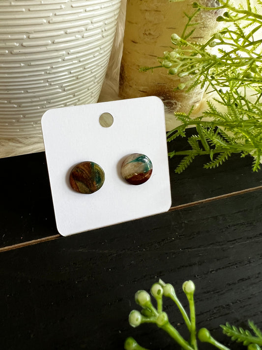 Earthy Marble Stud Earrings