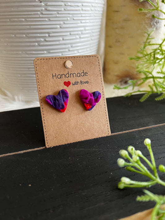 “Fabric” Scrunch Heart Stud Earrings