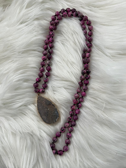 Druzy Drop Stone Statement Necklace-Kate Tuesday