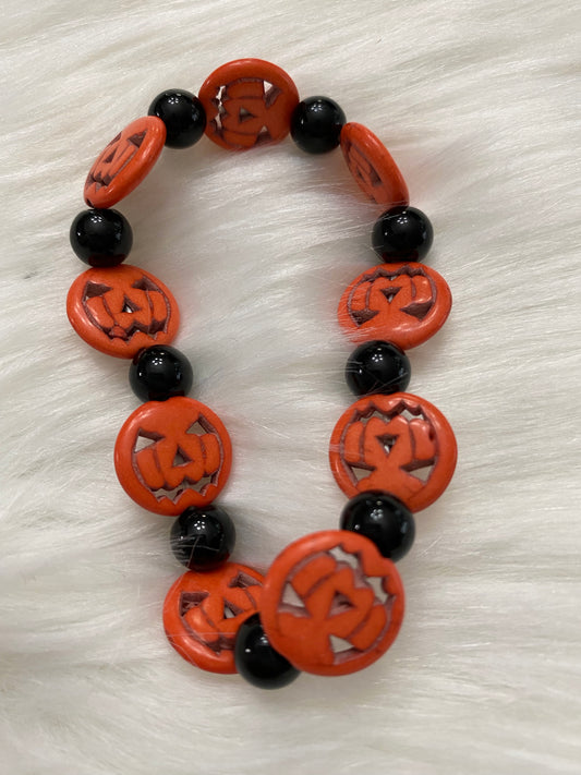 Stone Jack-O-Lantern Stretch Bracelet