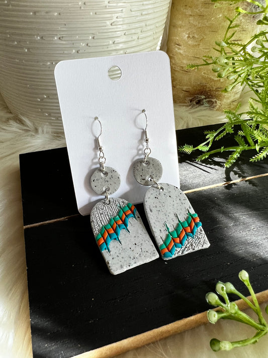 Decorated Stone Dangle Hook Earrings