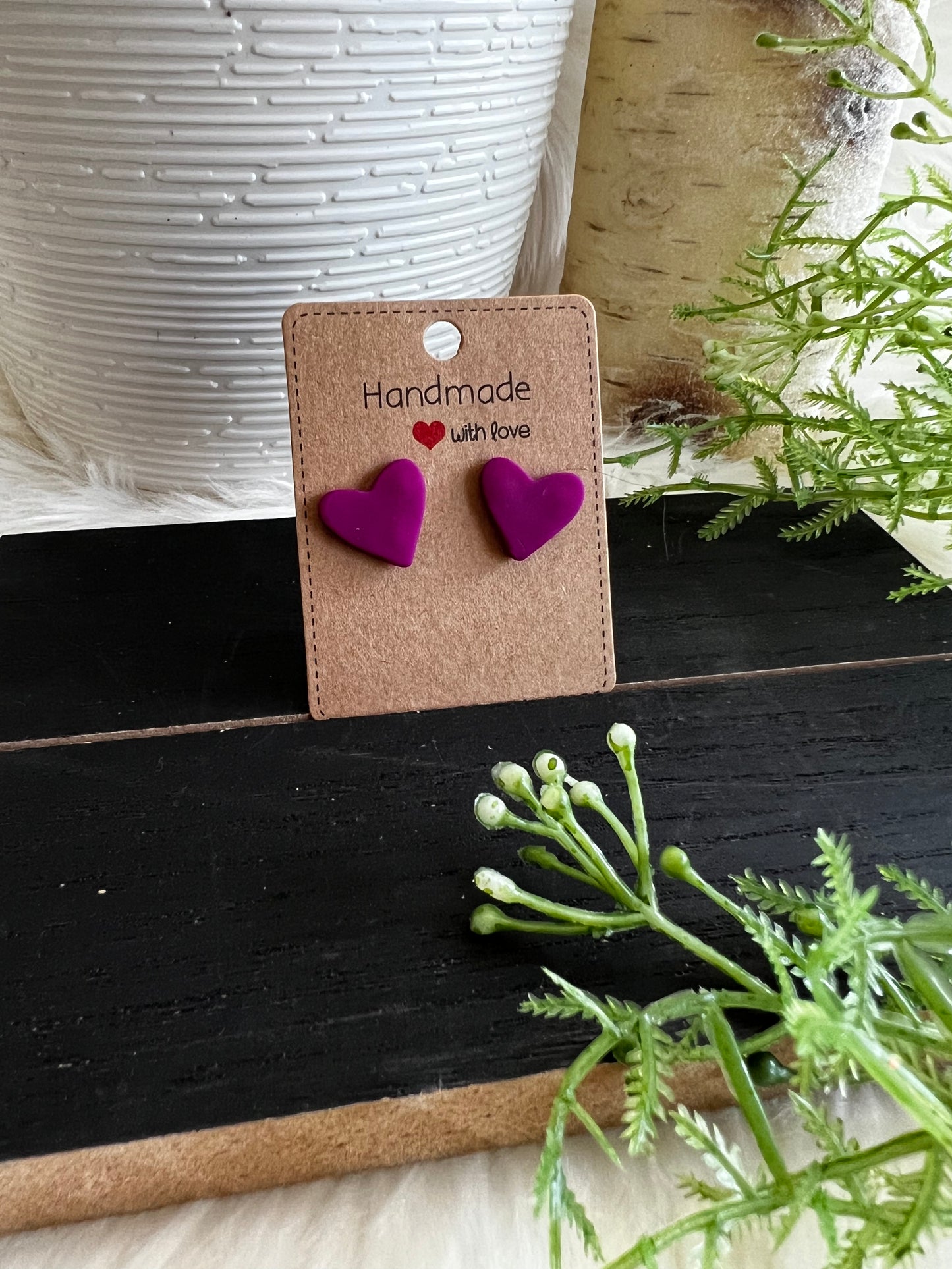Purple Heart Stud Earrings