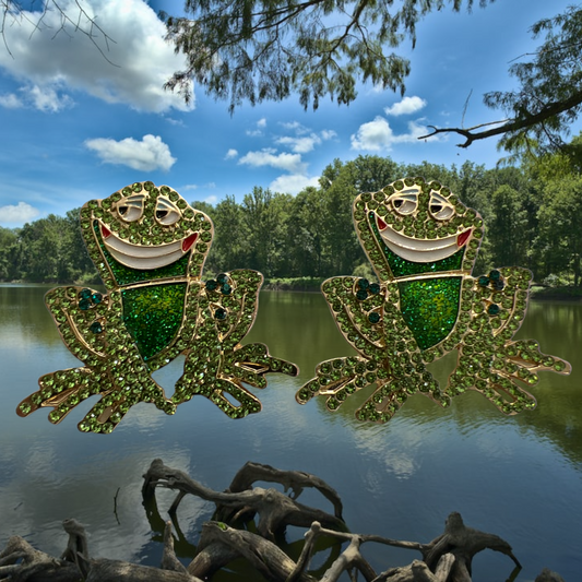 Bayou Frog Prince Magical Bling Earrings