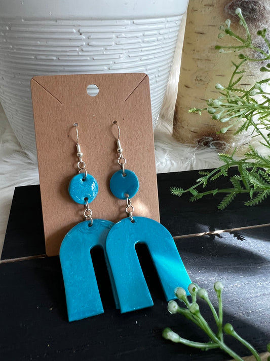 Aqua Swirl Arch Dangle Hook Earrings