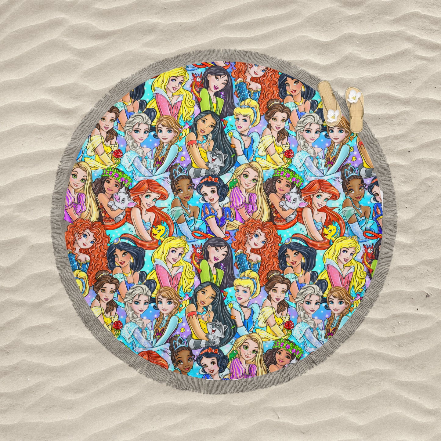 Princesses Round Fringe Beach Towel